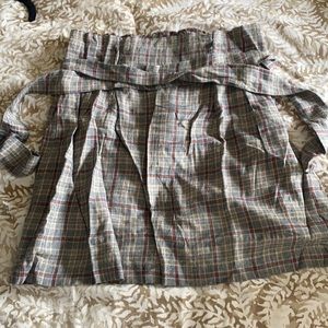 Plaid maroon and grey skirt